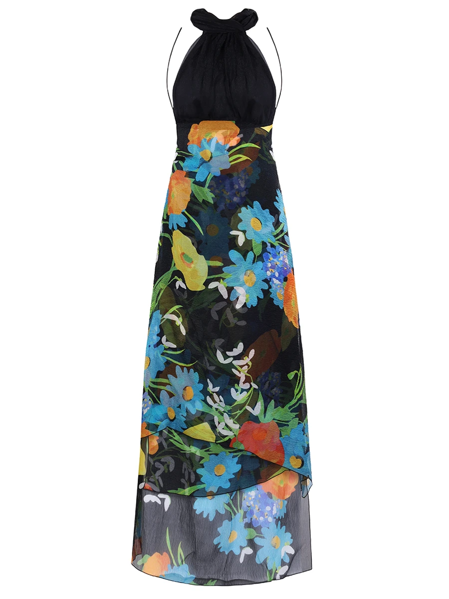 Платье шелковое с принтом