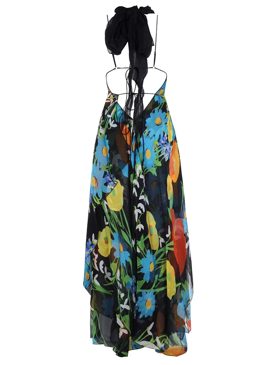 Платье шелковое с принтом