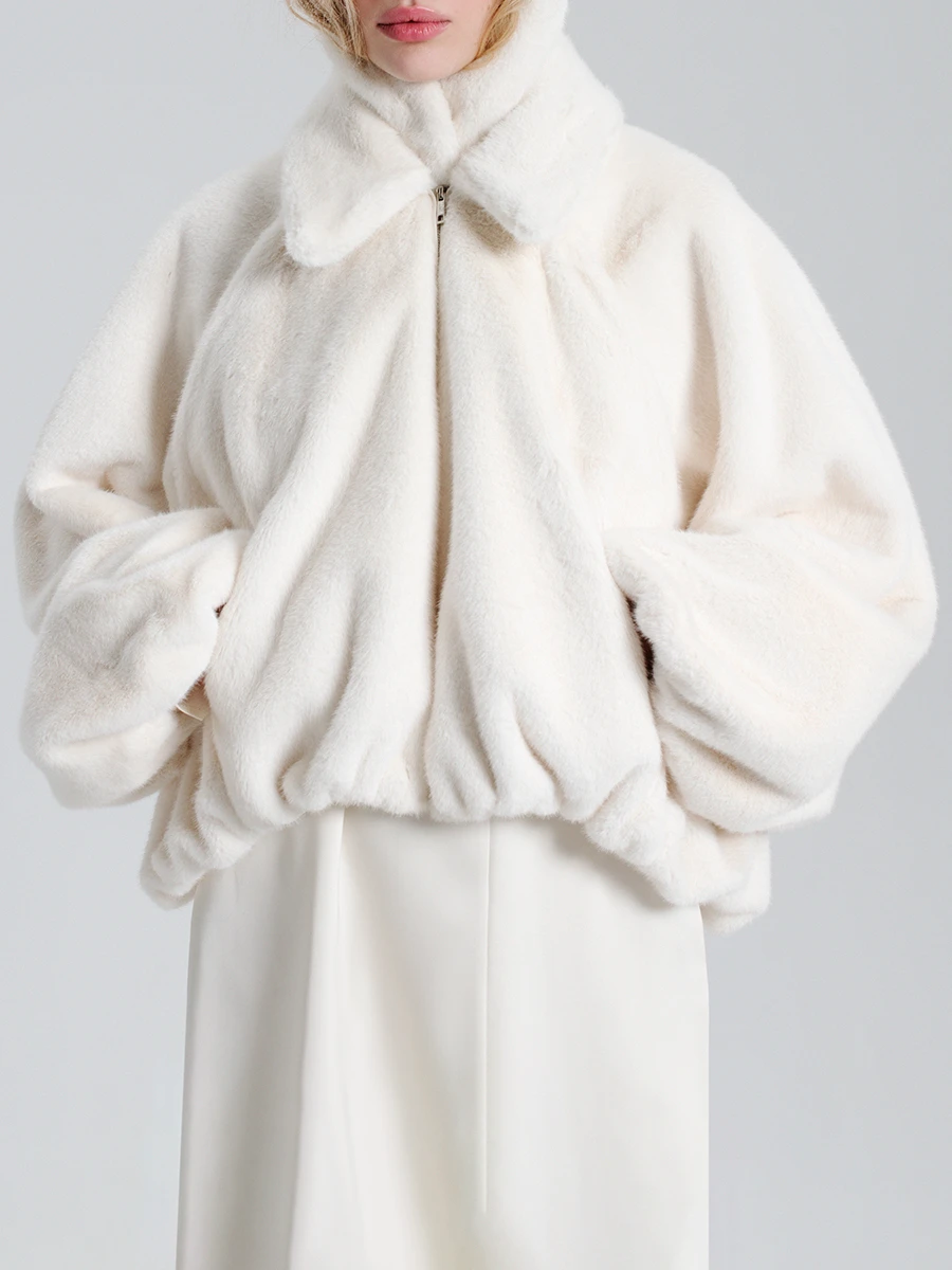 Шуба из экомеха «Подснежник»