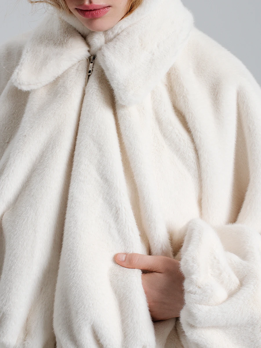 Шуба из экомеха «Подснежник»