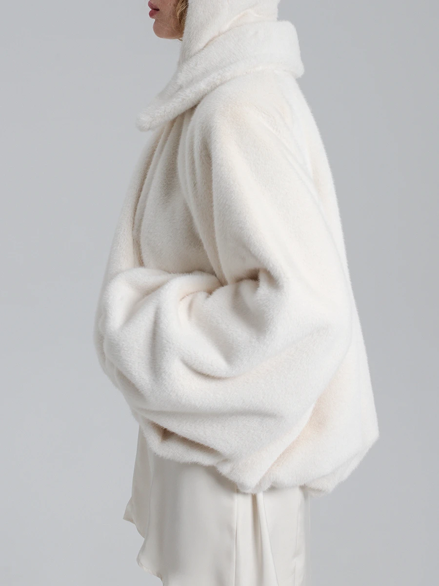 Шуба из экомеха «Подснежник»