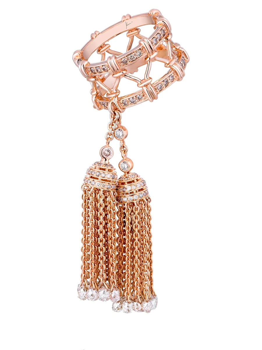 Кольцо-кисть из розового золота с бриллиантами