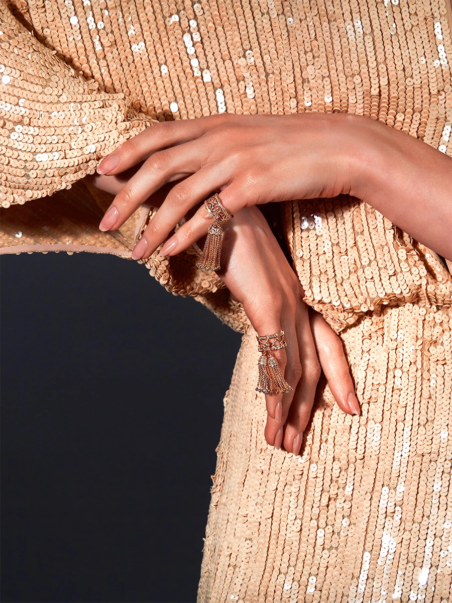 Кольцо-кисть из розового золота с бриллиантами