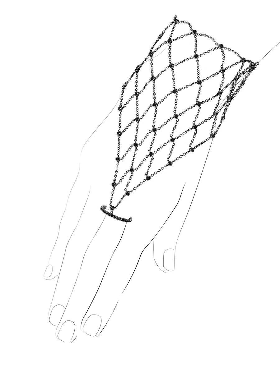 Слейв-браслет из черненого золота с бриллиантами