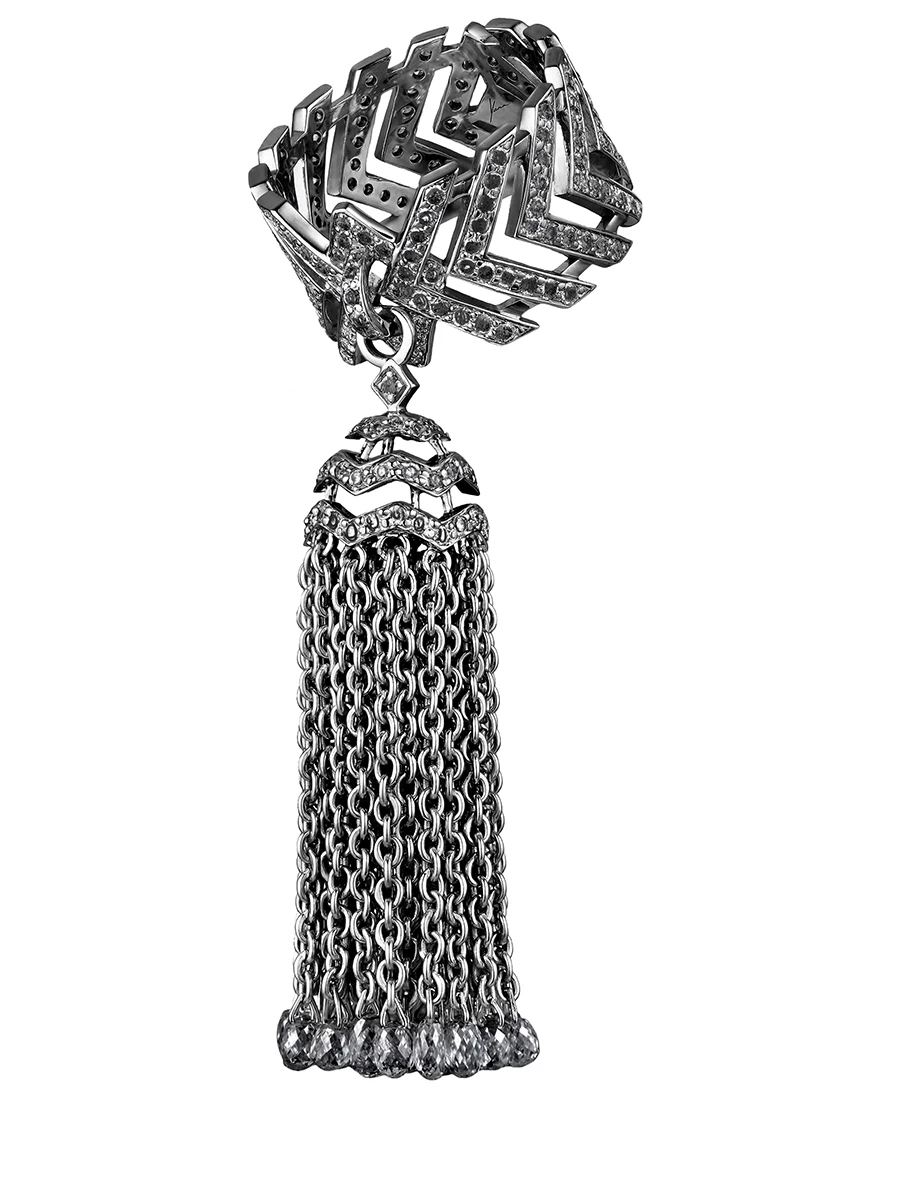 Кольцо-кисть из черненого золота с черными бриллиантами