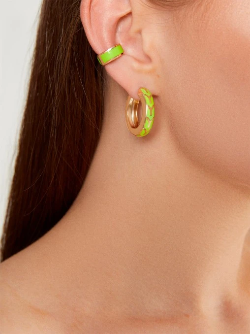 Кафф из розового золота с салатовой эмалью YANA JEWELLERY