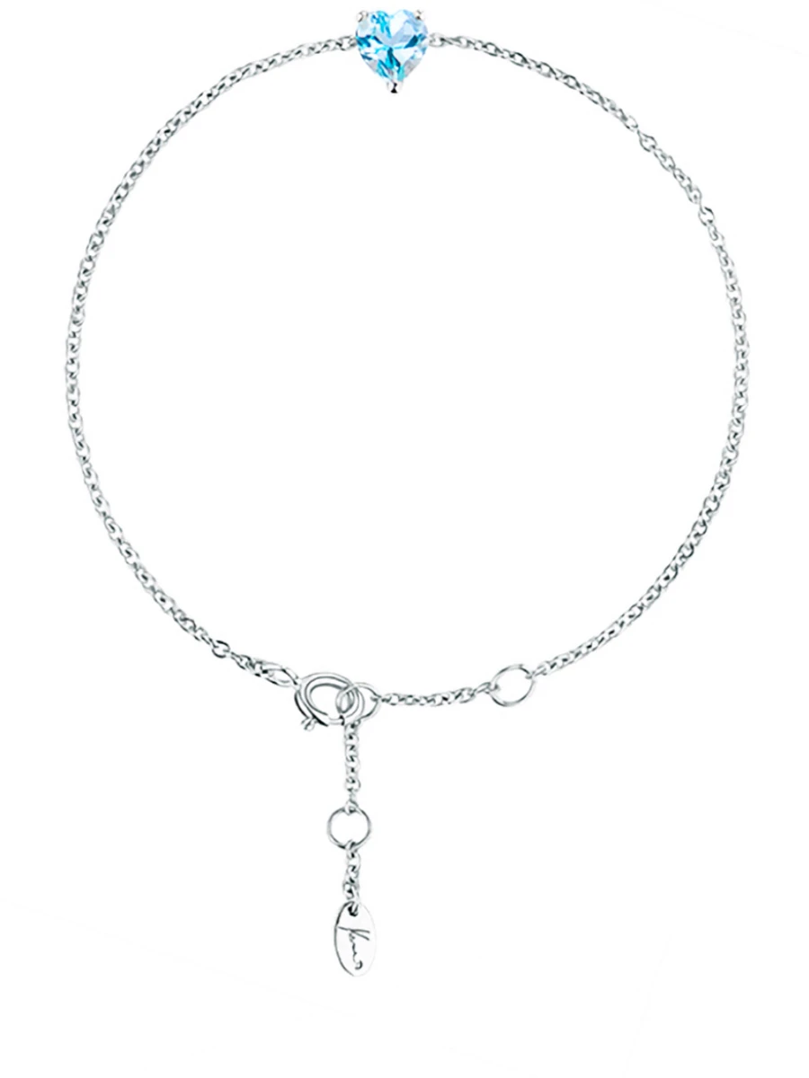 Тонкий браслет из белого золота с топазом Sky Blue