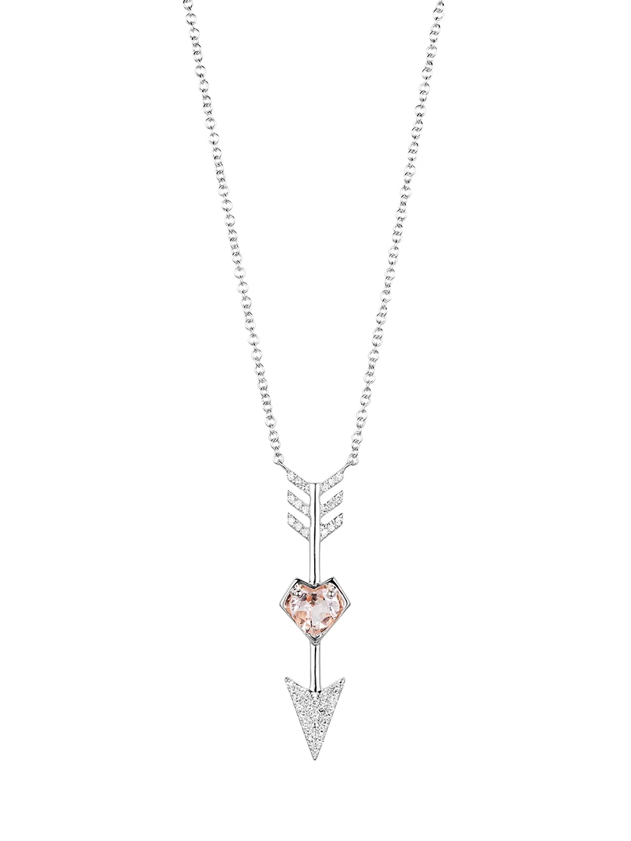 Колье из белого золота с кулоном из морганита и круглых бриллиантов