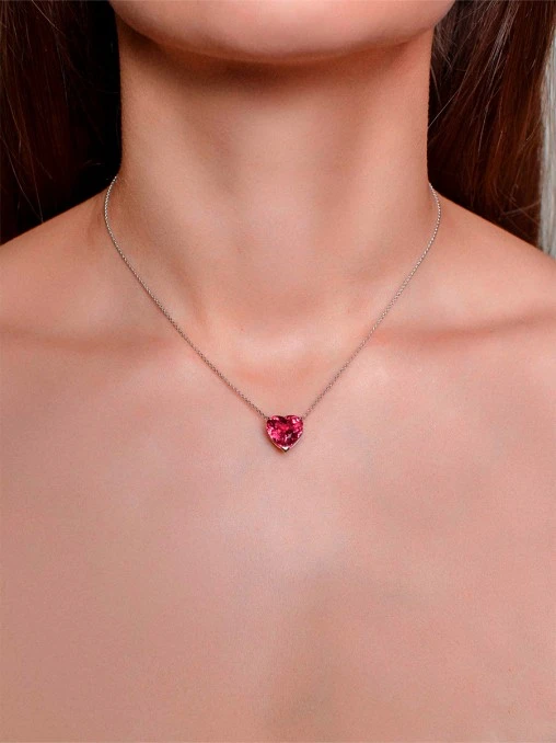 Колье с кулоном из белого золота с рубином и гранатом YANA JEWELLERY