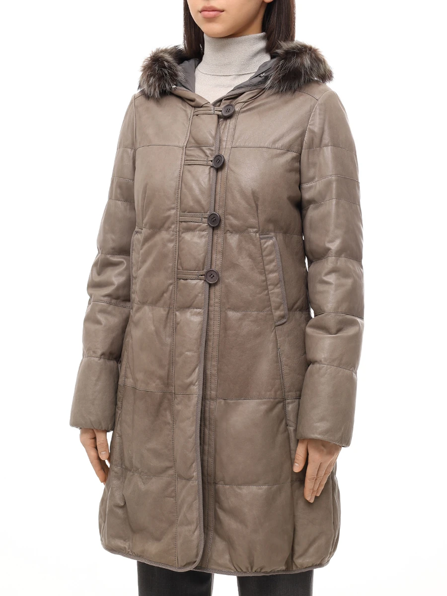 Пуховик кожаный