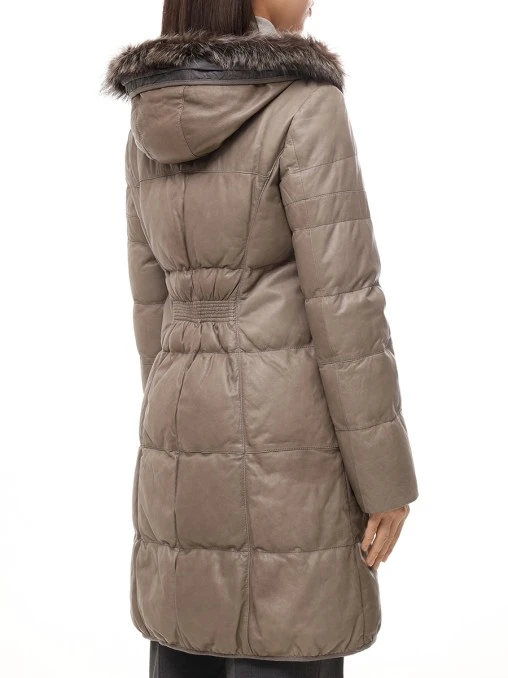 Пуховик кожаный BRUNELLO CUCINELLI
