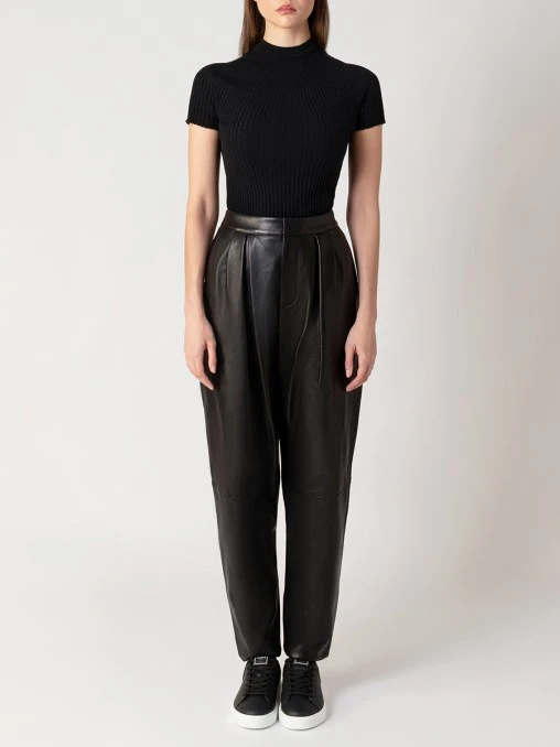 Брюки кожаные BALMAIN