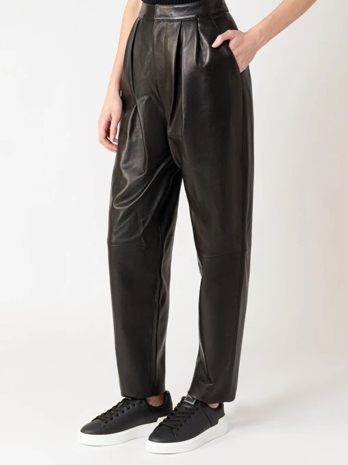 Брюки кожаные BALMAIN