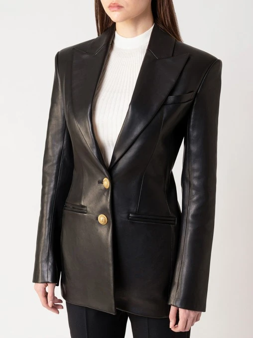 Пиджак кожаный BALMAIN