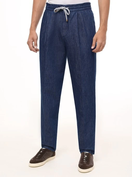 Джинсы Leisure Fit из хлопка и льна BRUNELLO CUCINELLI