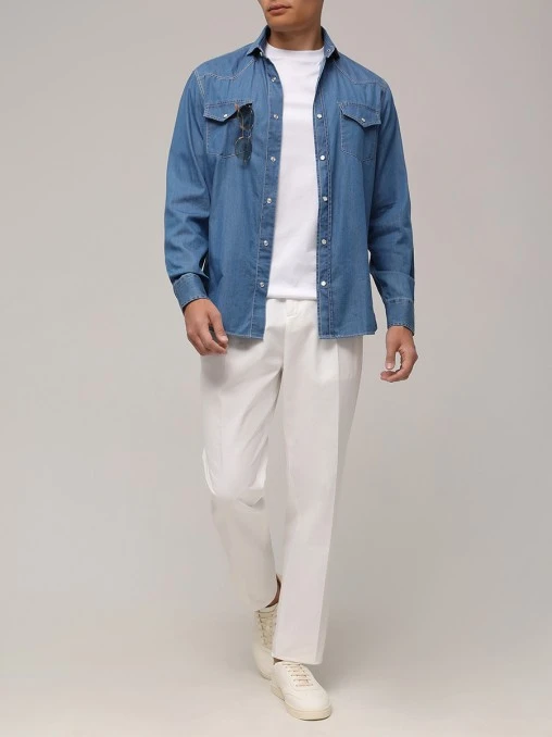 Рубашка Easy Fit хлопковая BRUNELLO CUCINELLI