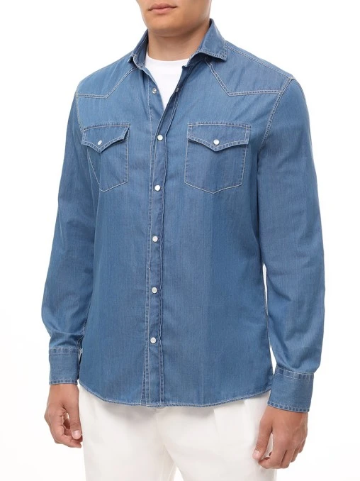 Рубашка Easy Fit хлопковая BRUNELLO CUCINELLI