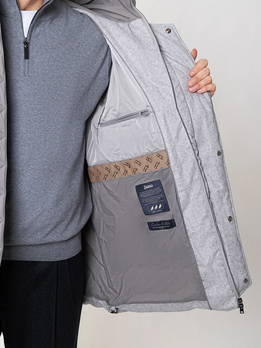 Пуховик из шелка и кашемира