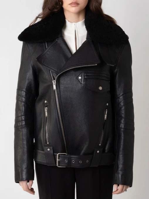 Куртка-косуха кожаная SAINT LAURENT