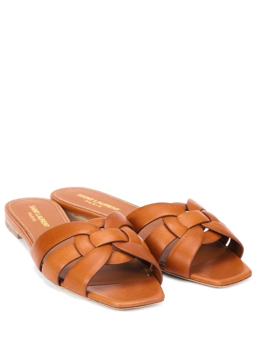 Шлепанцы кожаные Nu Pieds SAINT LAURENT