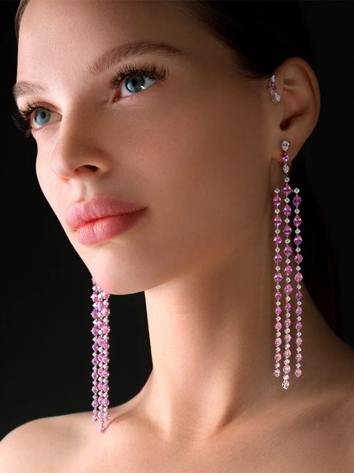 Серьги с розовыми сапфирами и бриллиантами CHAMOVSKIKH JEWELLERY HOUSE