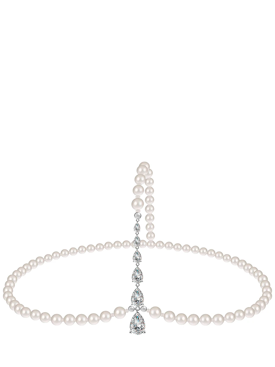 Тика из белого жемчуга серебро