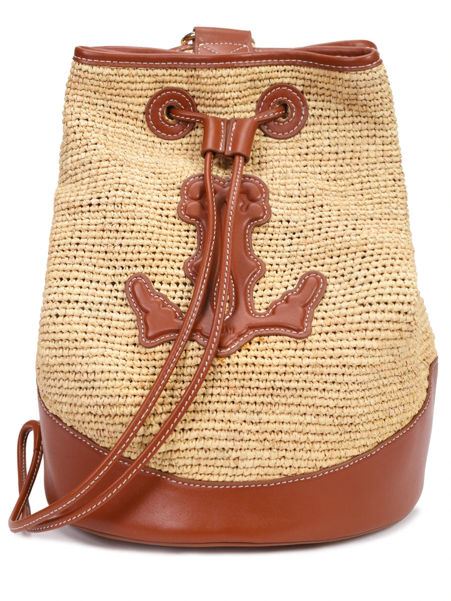 Сумка из рафии и кожи
