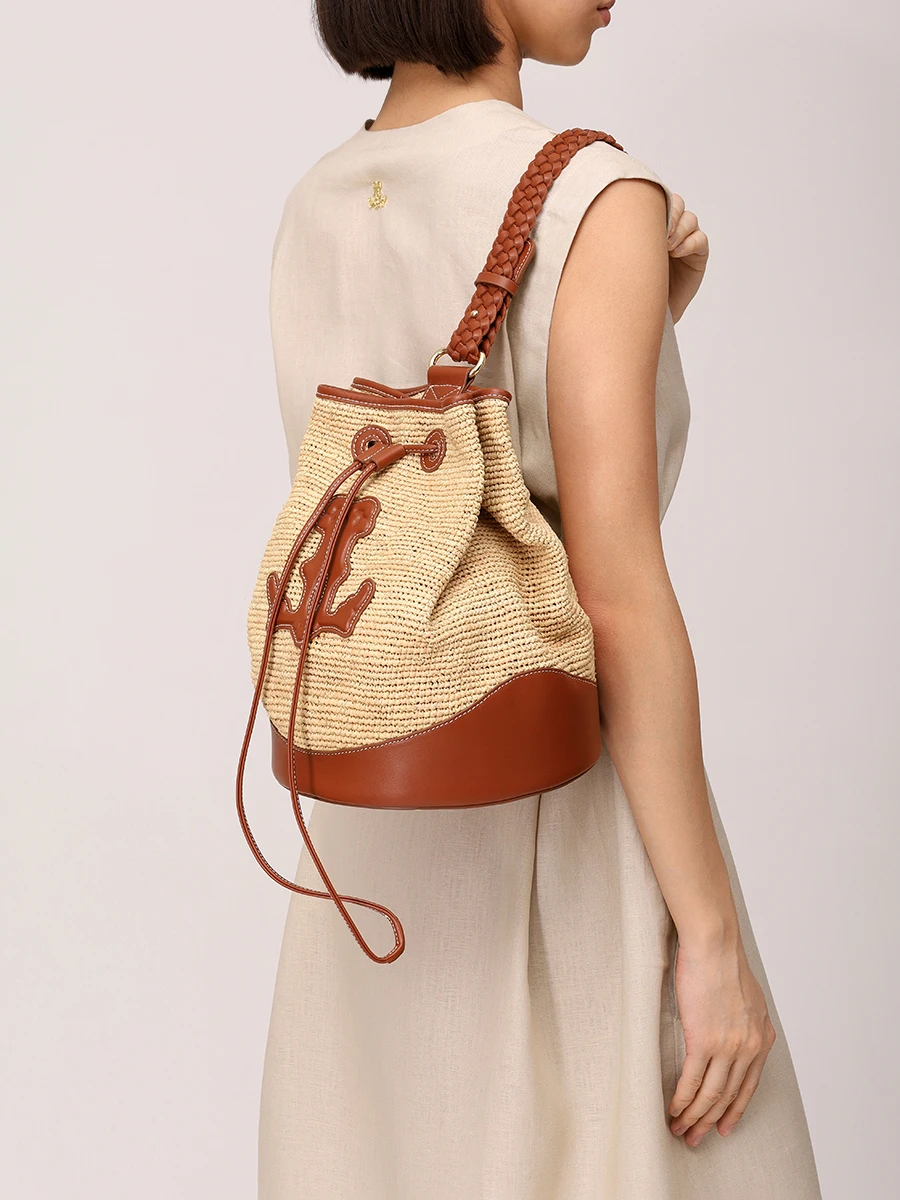 Сумка из рафии и кожи