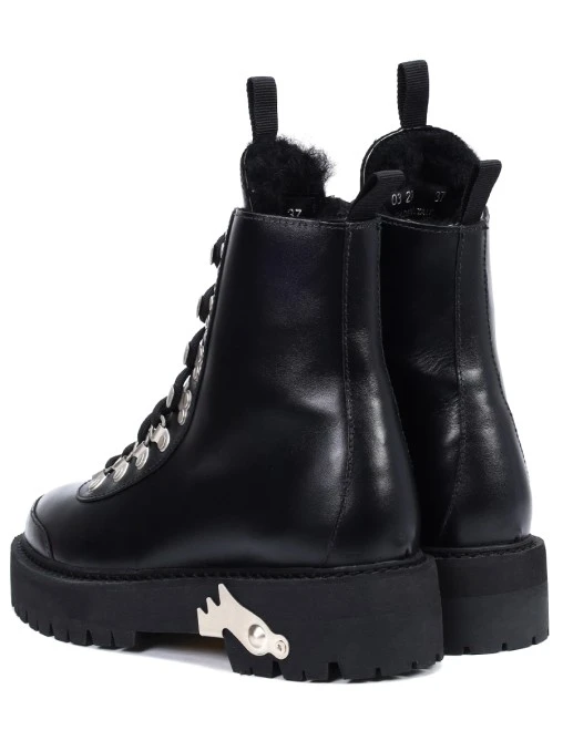 Ботинки кожаные на меху OFF-WHITE