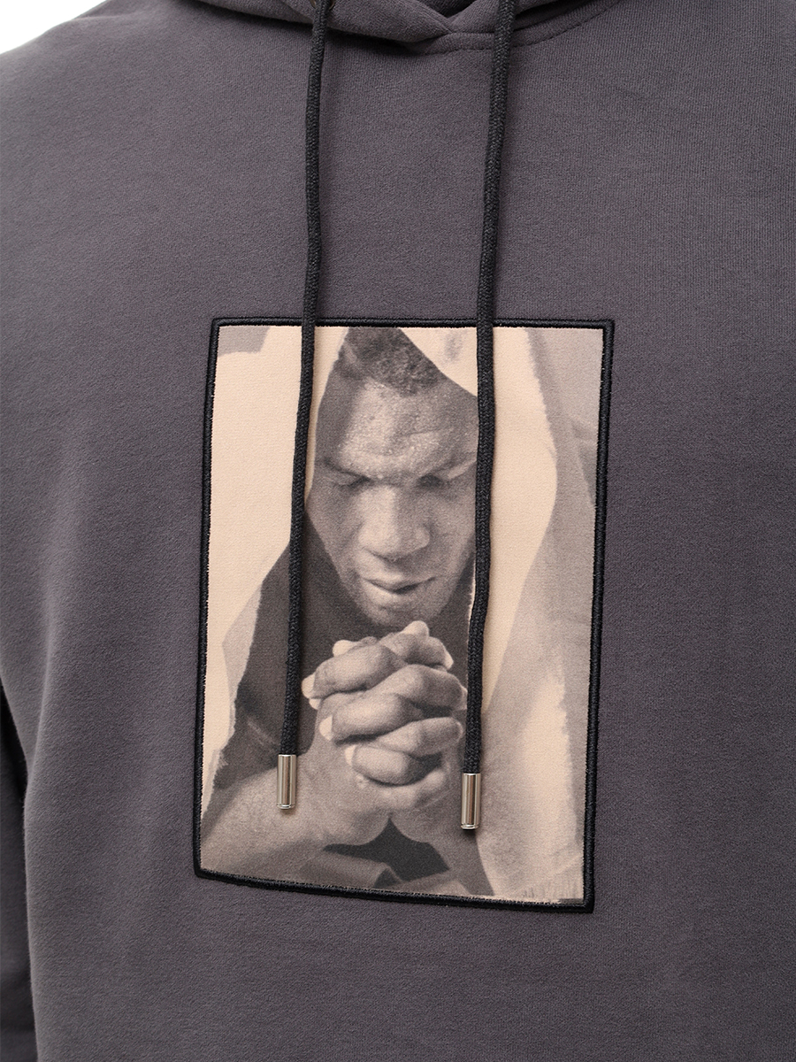 Худи хлопковое с принтом Тайсон