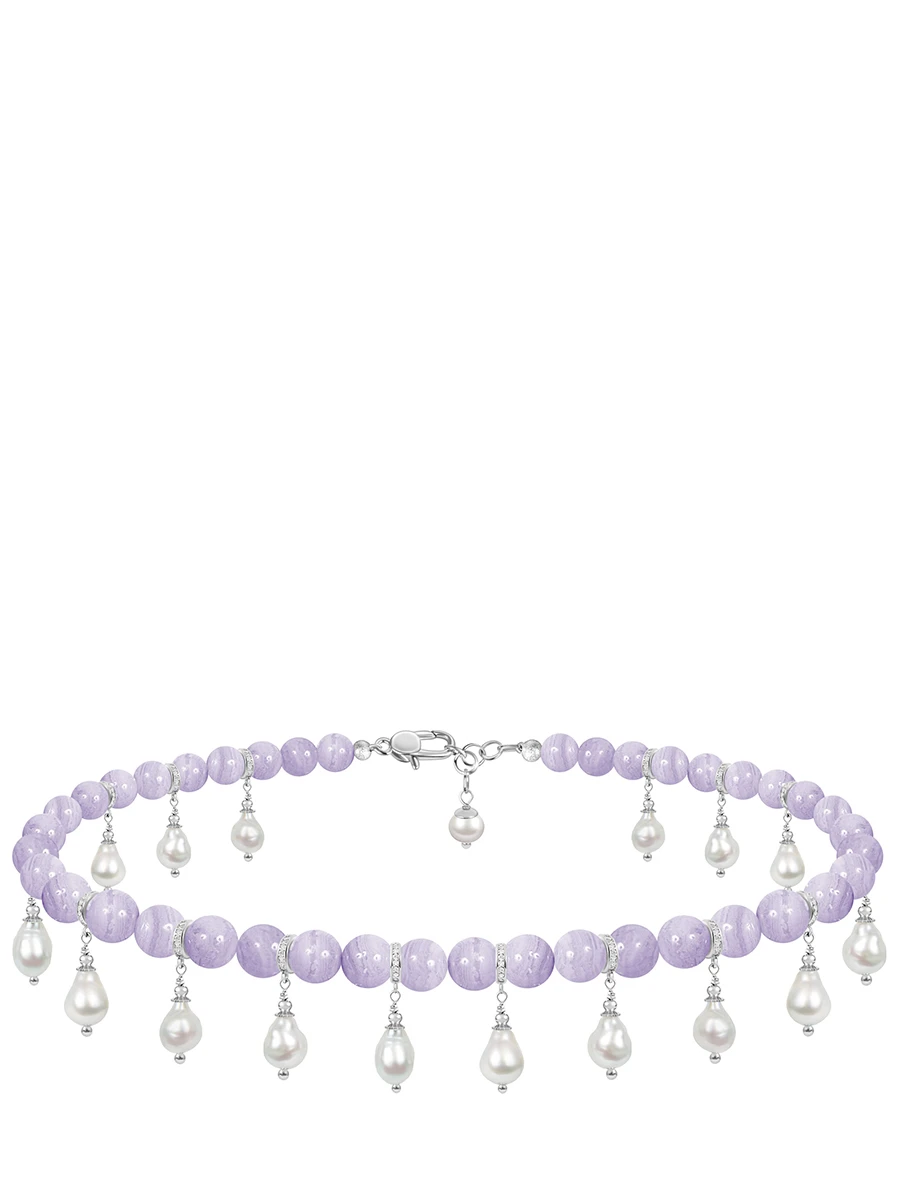 Чокер из сапфирина с жемчужными каплями