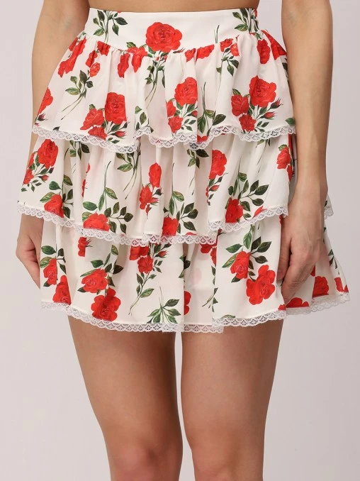 Юбка шелковая ROSES AND LACE