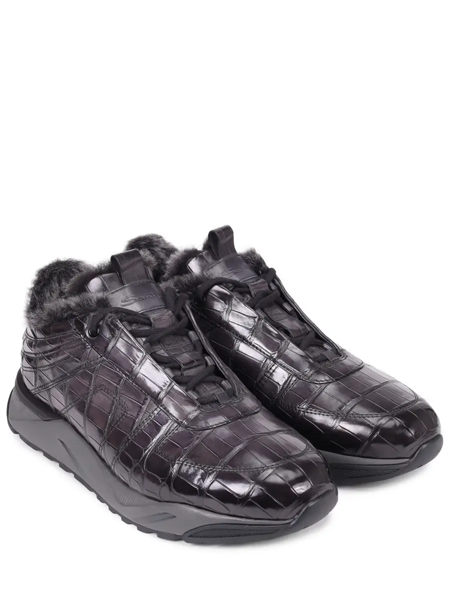 Кроссовки из кожи крокодила на меху