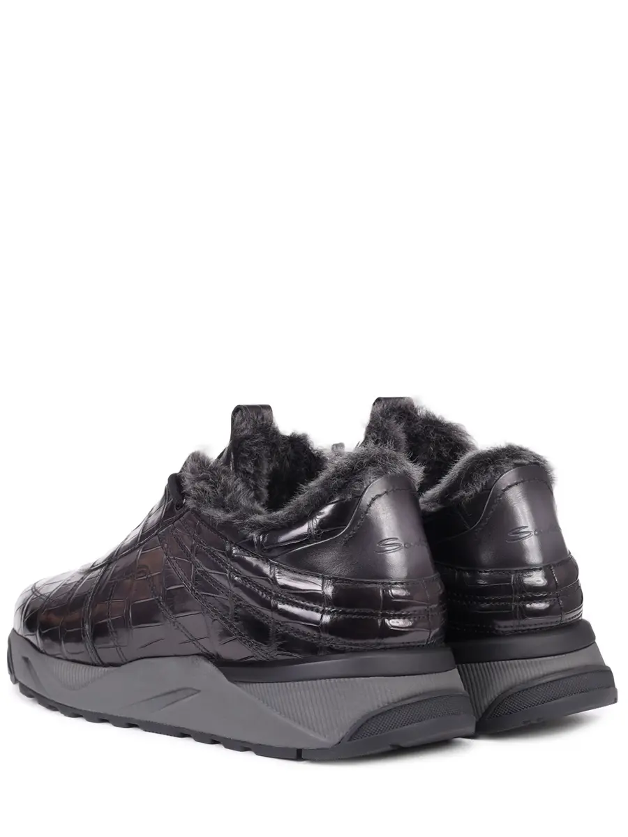 Кроссовки из кожи крокодила на меху