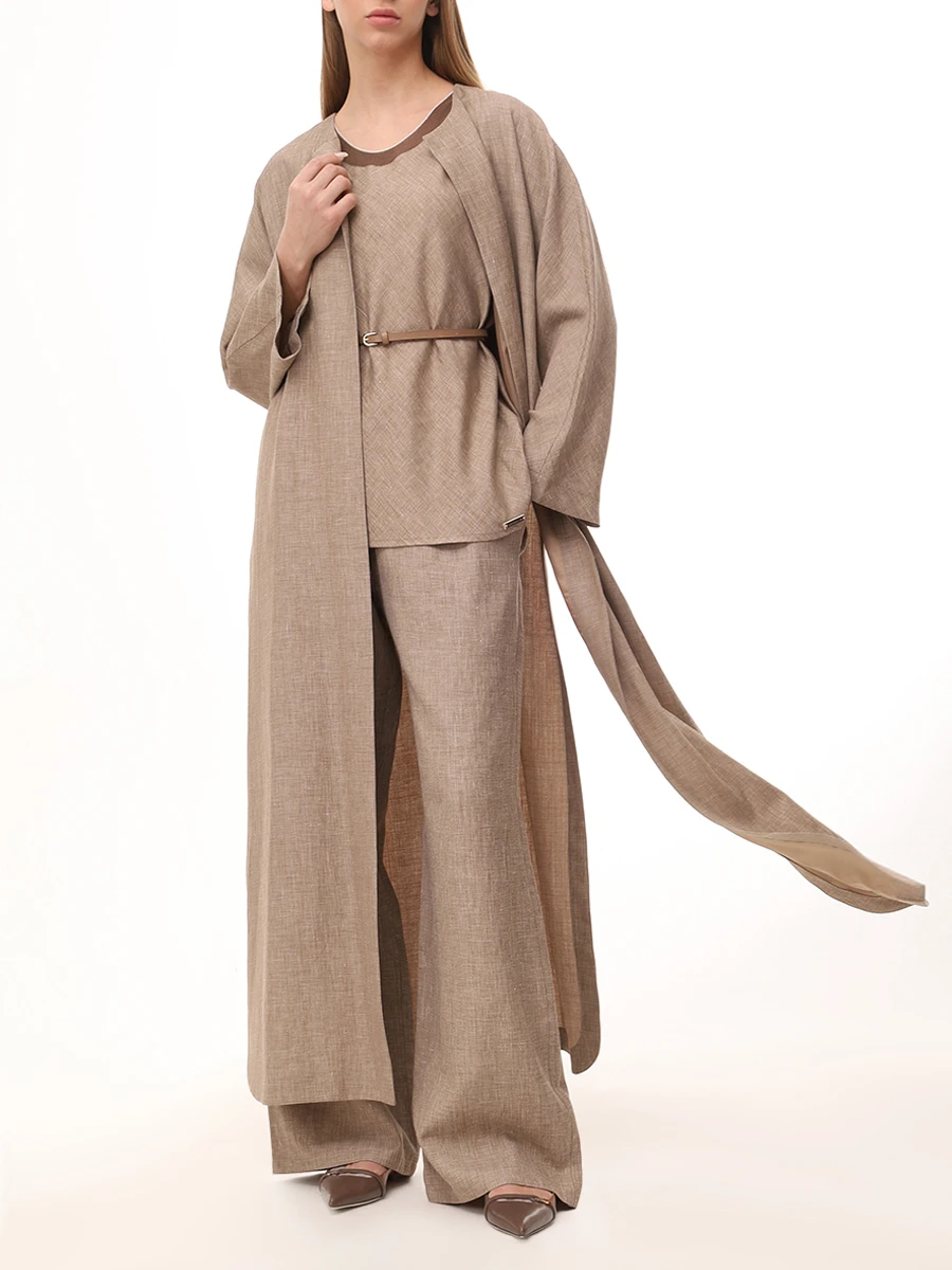 Пальто из льна и шерсти