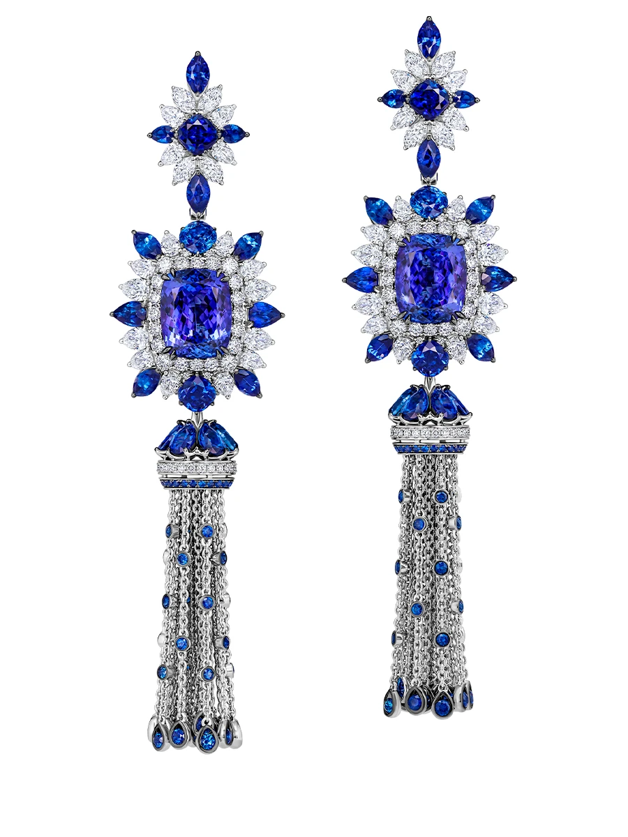 Серьги с танзанитами и бриллиантами