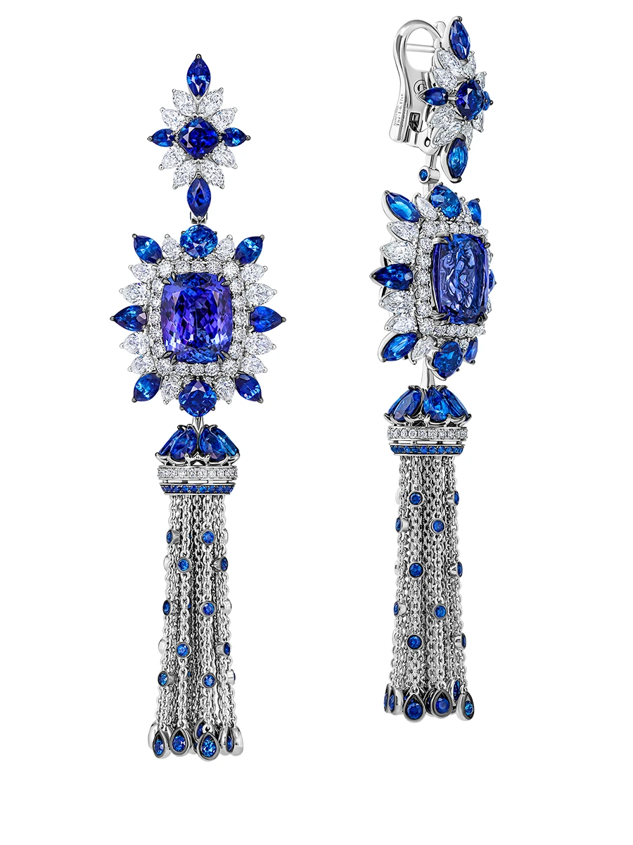 Серьги с танзанитами и бриллиантами