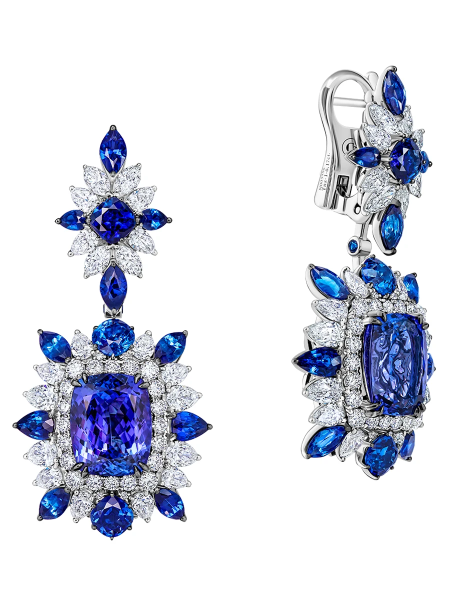 Серьги с танзанитами и бриллиантами