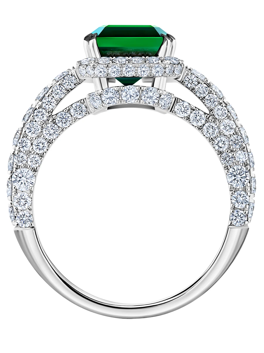 Кольцо с турмалином верделитом и бриллиантами