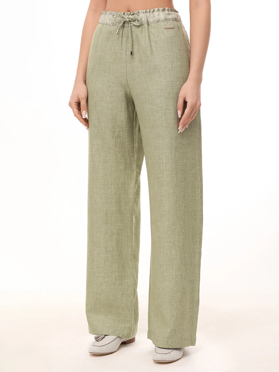 Брюки из льна и шерсти