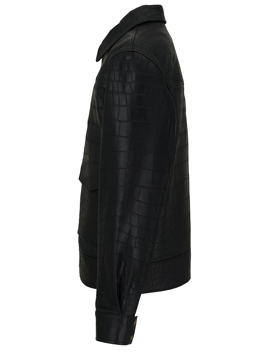 Бомбер из кожи крокодила