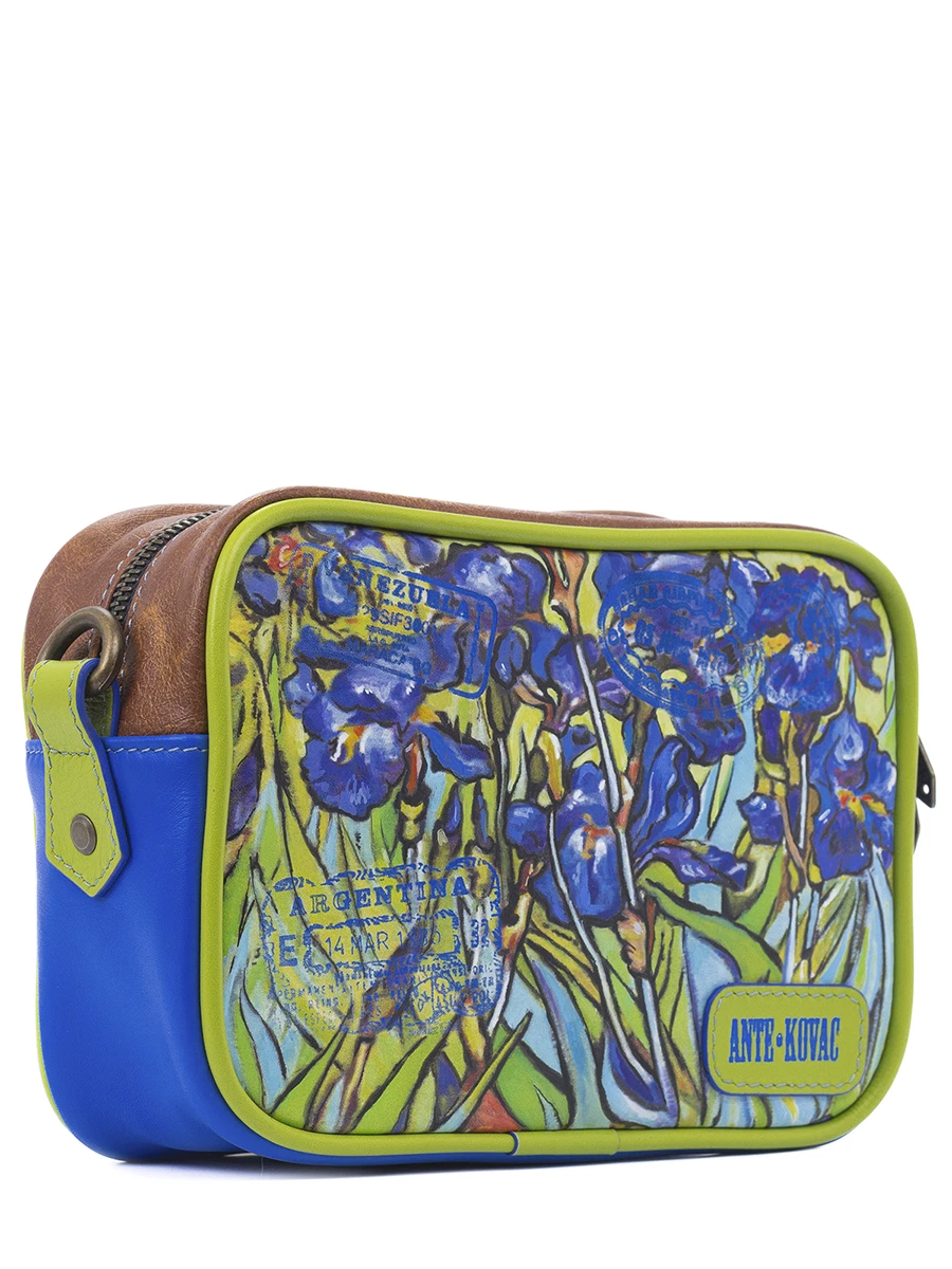 Сумка Mini bag кожаная "Ирисы для Mrs. Van Gogh"