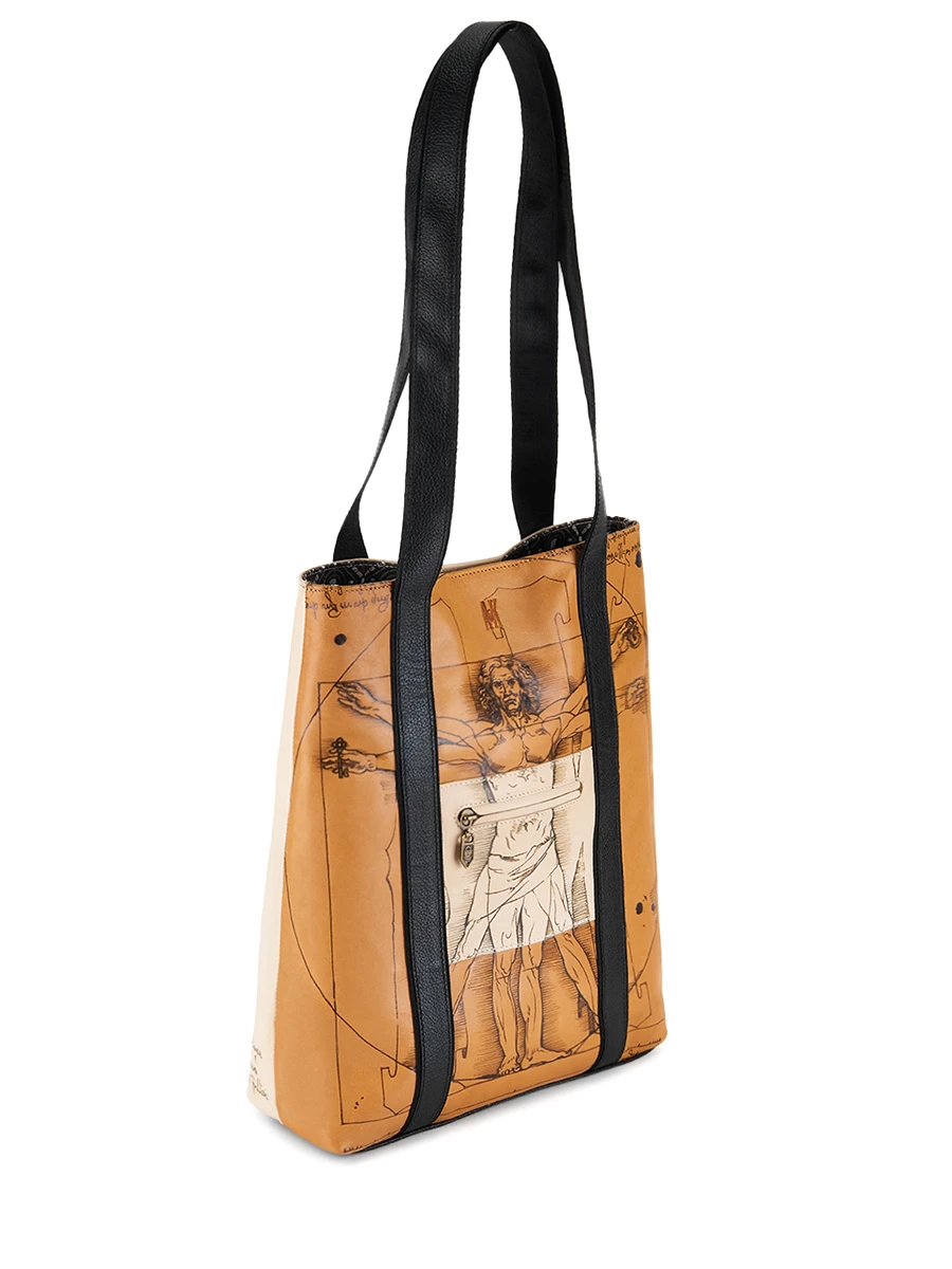 Шопер кожаный Витрувианский человек