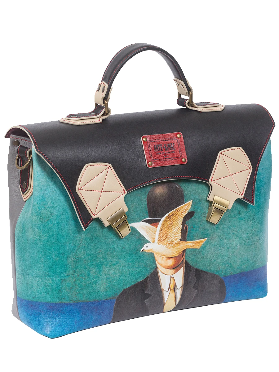 Портфель кожаный "Человек в котелке"