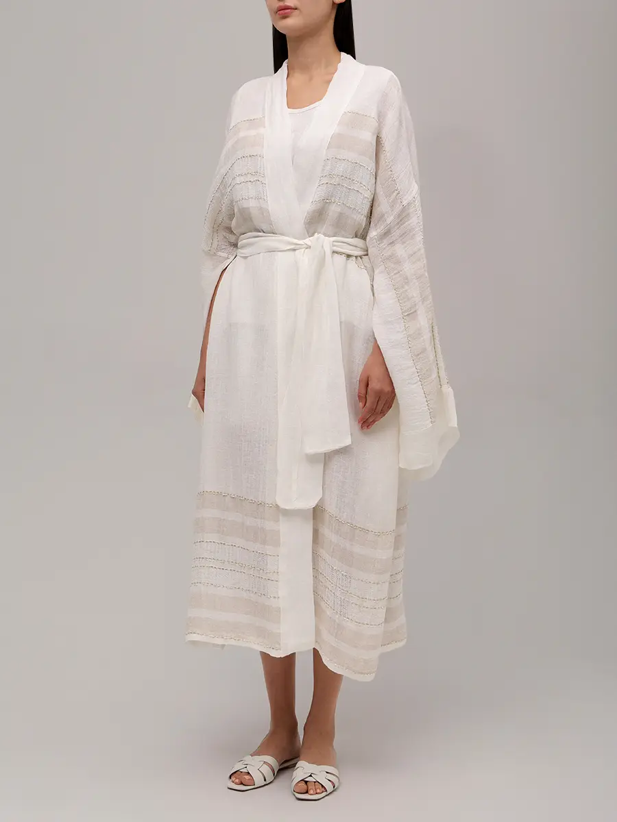 Туника льняная с кружевом