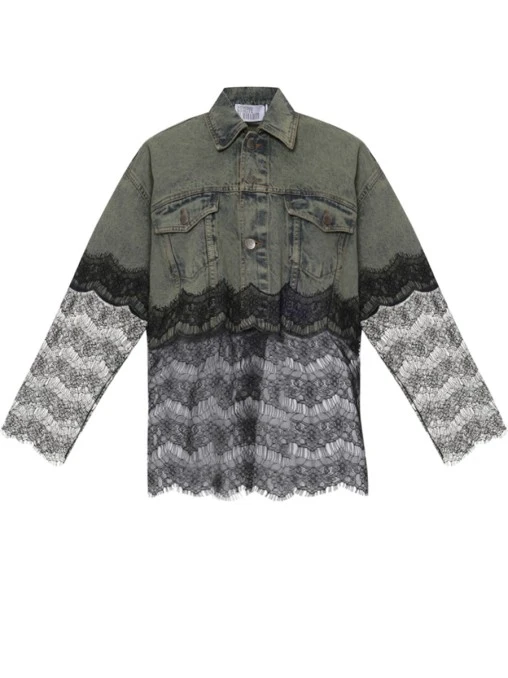 Куртка джинсовая с кружевом GIUSEPPE DI MORABITO