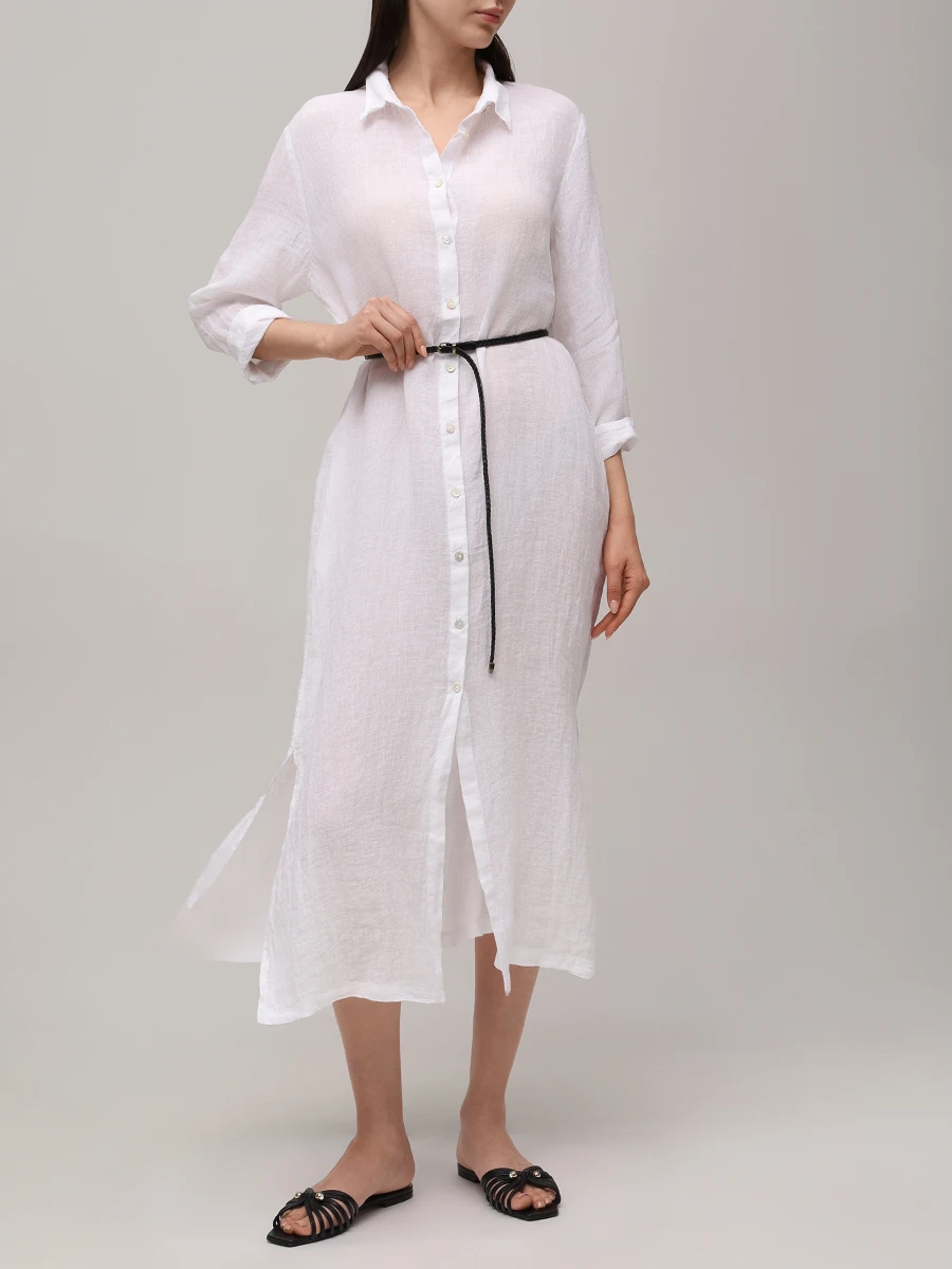 Платье-рубашка льняное