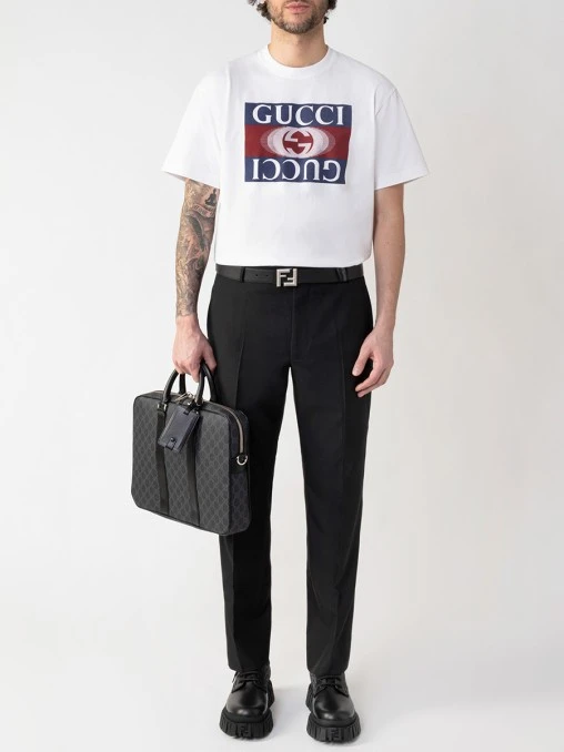 Футболка хлопковая с принтом GUCCI
