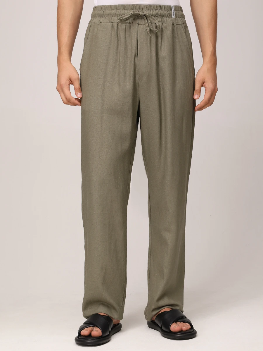 Брюки изо льна и вискозы