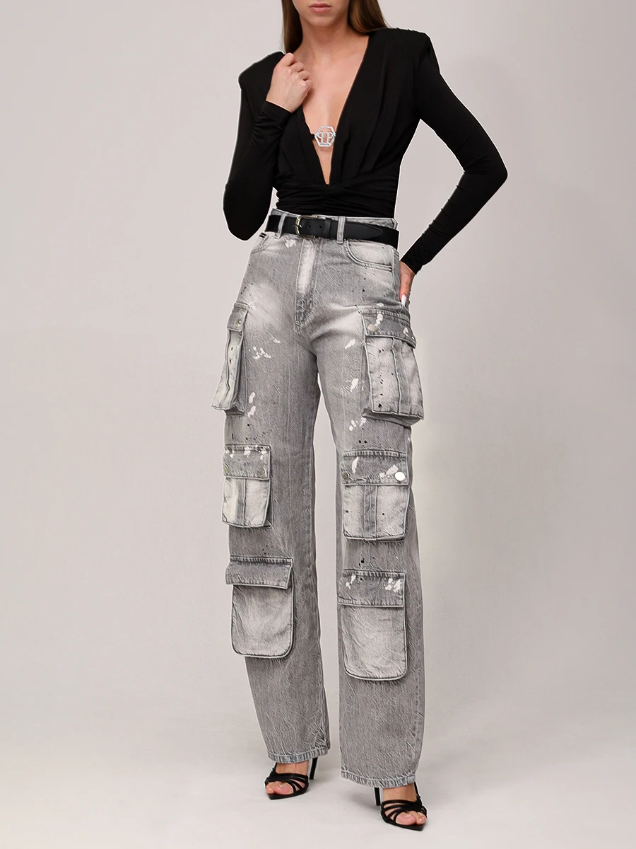 Джинсы-карго хлопковые